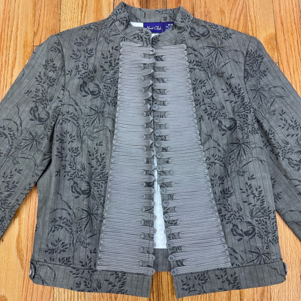 Vintage Hunt Club Gray Floral 90’s Button-Front Women's Jacket - Picture 2 of 14